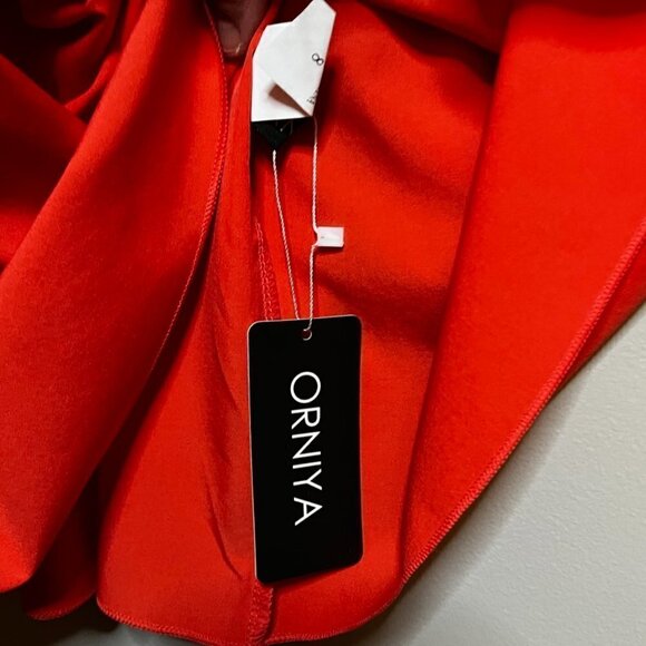 Orniya Women's Belted Surplice Flutter Sleeve Maxi Dress in Size 8 in Orange - Picture 8 of 8